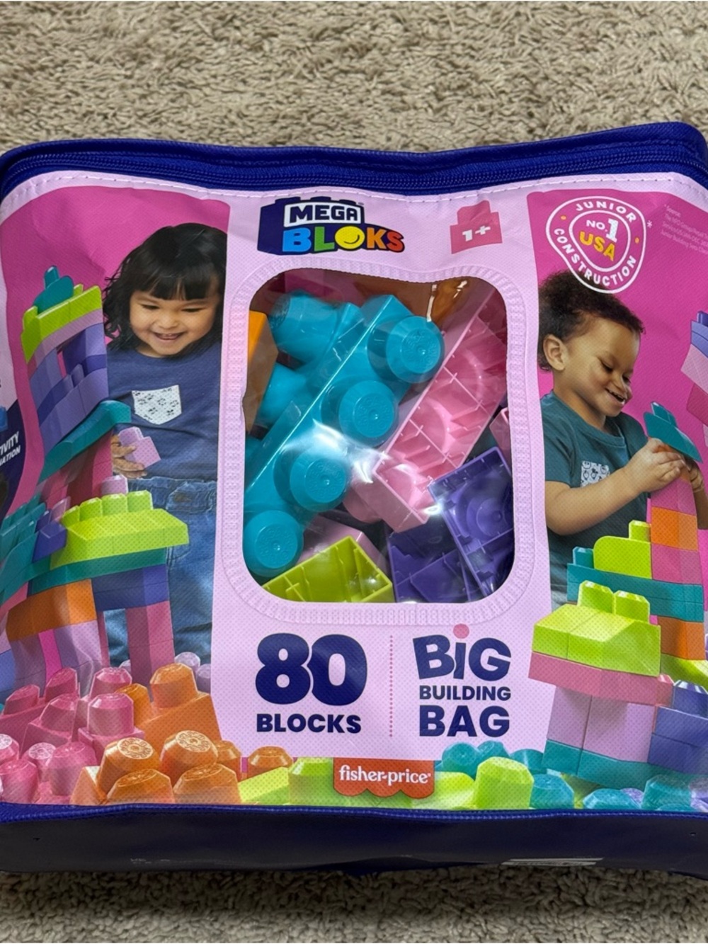Mega Bloks 80-Piece Big Building Bag - Pink & Multicolor